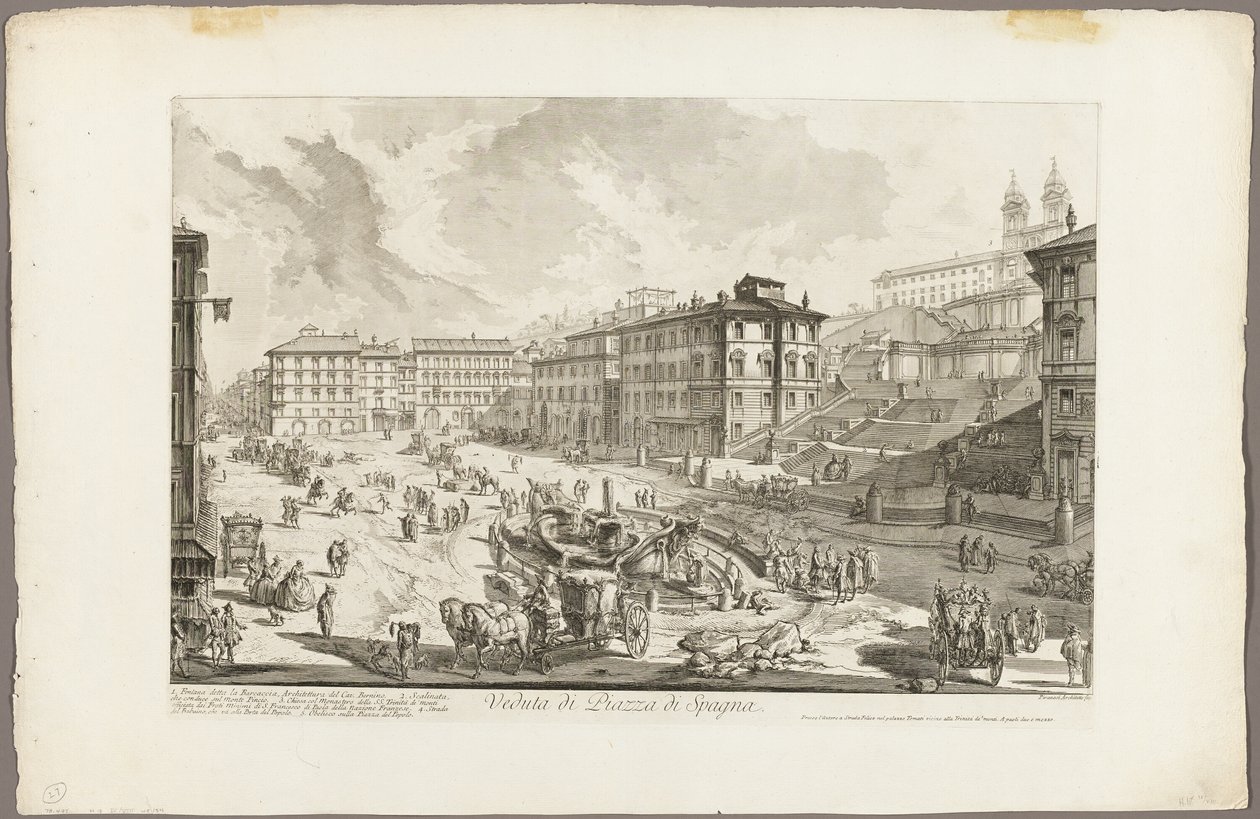 Utsikt över Piazza di Spagna, från utsikt över Rom av Giovanni Battista Piranesi