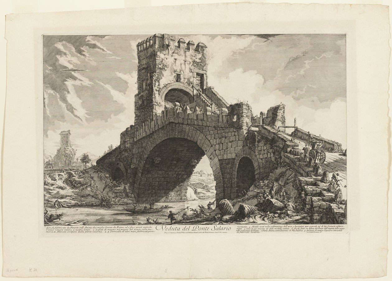 Utsikt över Ponte Salario, från Views of Rome av Giovanni Battista Piranesi
