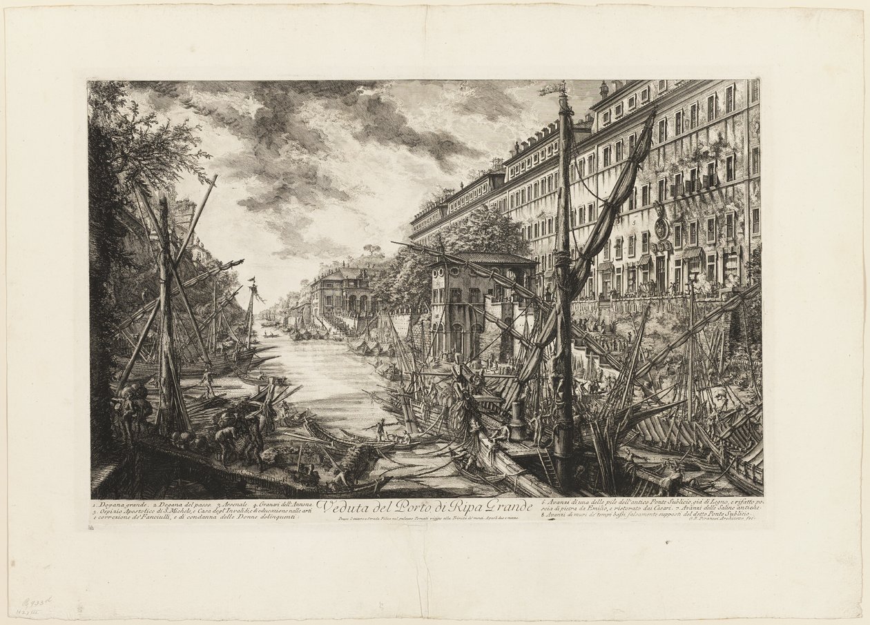 Utsikt över hamnen i Ripa Grande, från utsikt över Rom av Giovanni Battista Piranesi