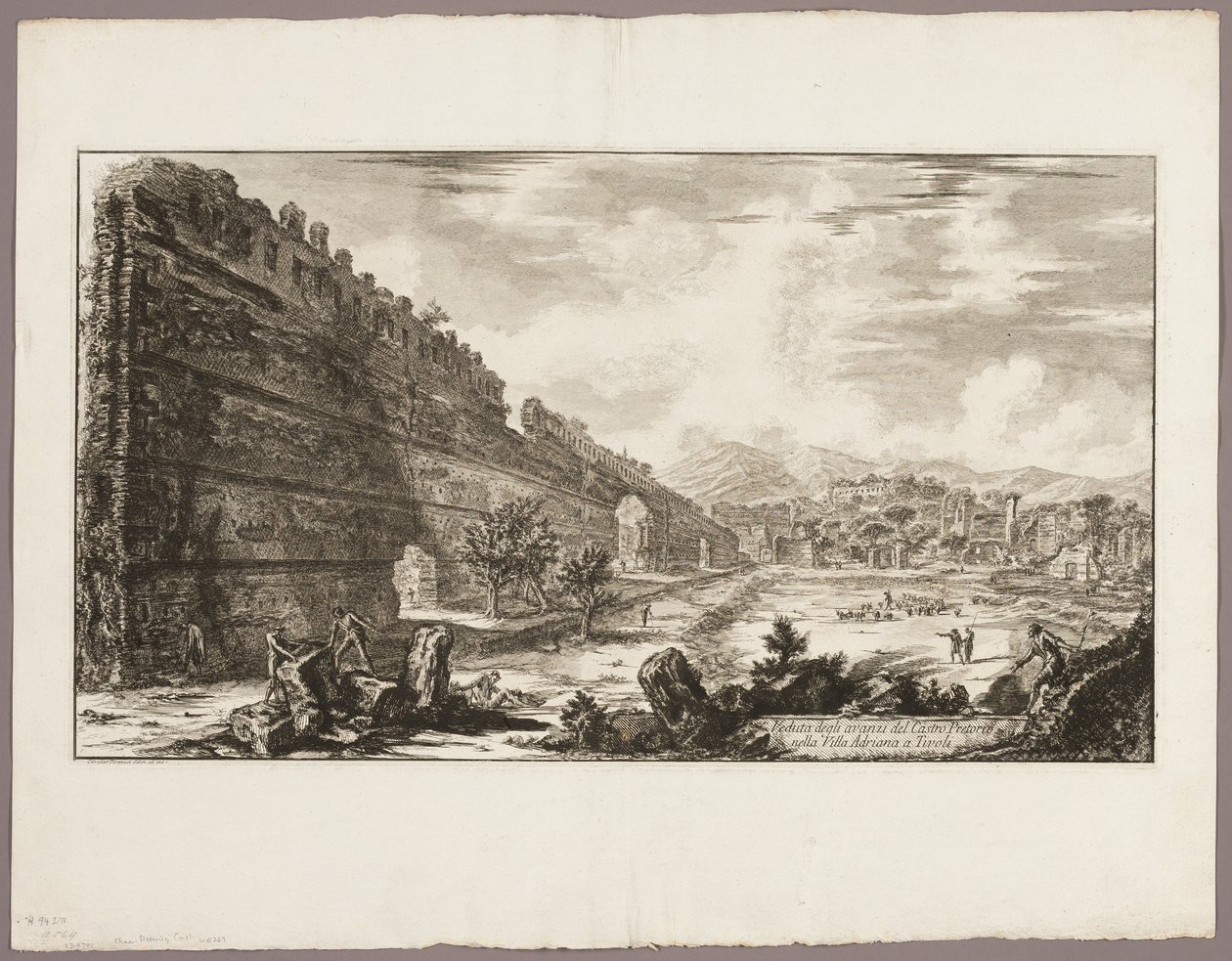 Vy över resterna av pretorianfortet [Poecile], Hadrianus villa, Tivoli, från Views of Rome av Giovanni Battista Piranesi
