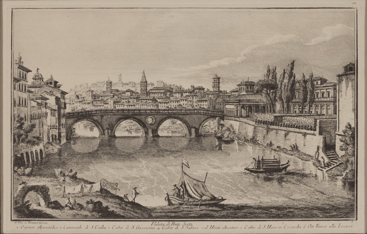 Utsikt över Sistobron, ca 1778-92 (etsning) av Giovanni Battista Piranesi