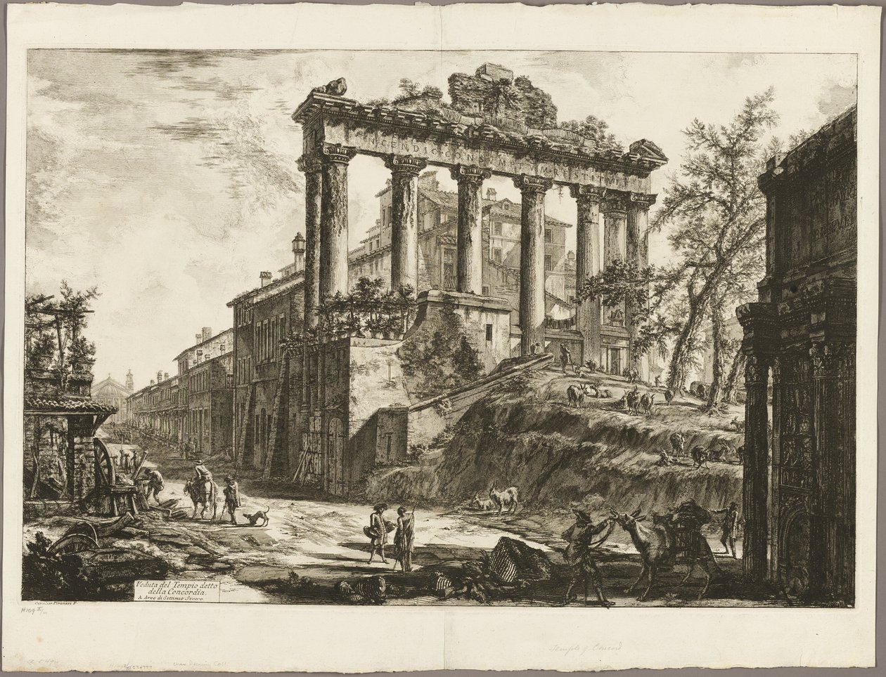 Utsikt över det så kallade Concordtemplet, från Views of Rome av Giovanni Battista Piranesi