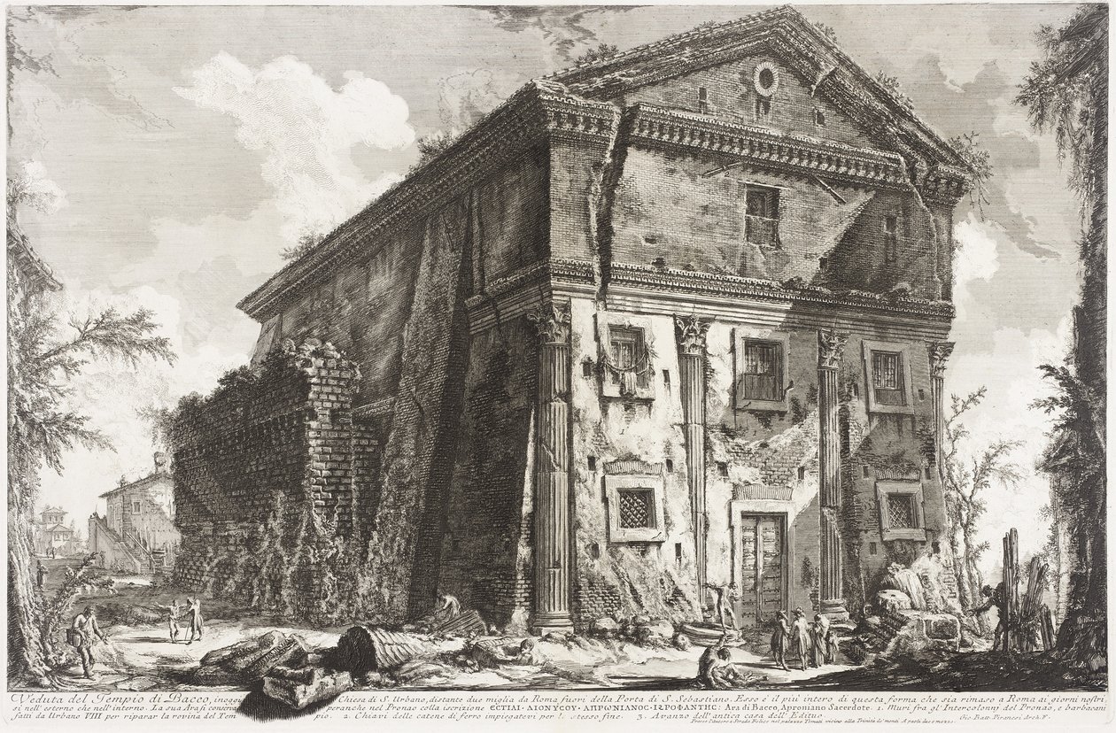 Utsikt över Bacchustemplet, 1760-78 av Giovanni Battista Piranesi