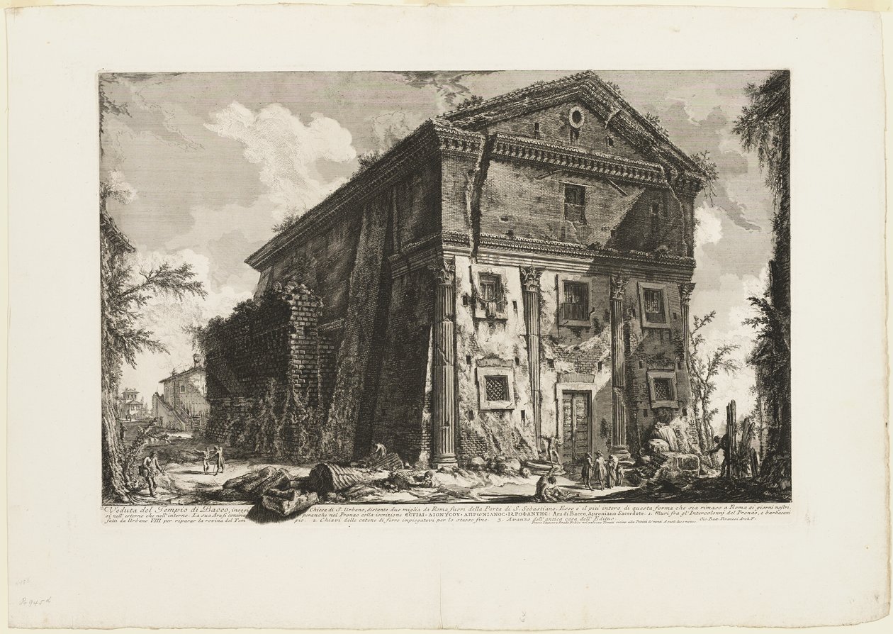 Utsikt över Bacchustemplet, nu kyrkan S. Urbano, två mil bort från Rom, bortom Porta S. Sebastiano, från Views of Rome av Giovanni Battista Piranesi