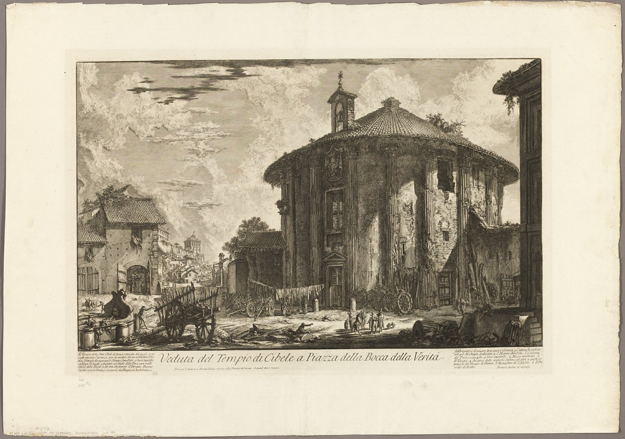 Utsikt över Cybele-templet på Piazza i Bocca della Verità, från utsikt över Rom av Giovanni Battista Piranesi