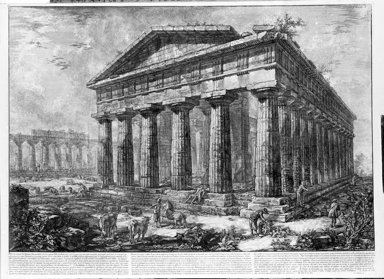 Utsikt över templen i Paestum (litho) av Giovanni Battista Piranesi