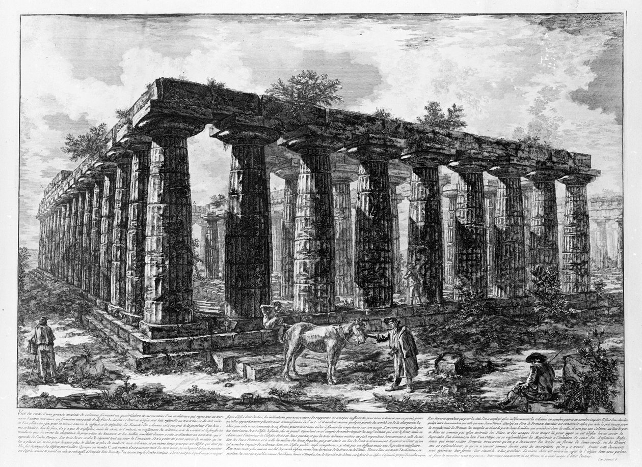 Utsikt över templen i Paestum (litho) av Giovanni Battista Piranesi