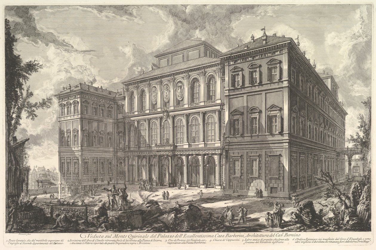 Utsikt över den berömda Barberini-familjens palats på Quirinal Hill, desi..., ca. 1750-1759. av Giovanni Battista Piranesi