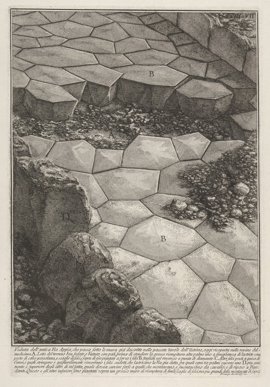 Vy över stenbeläggningen på Via Appia (Veduta dell