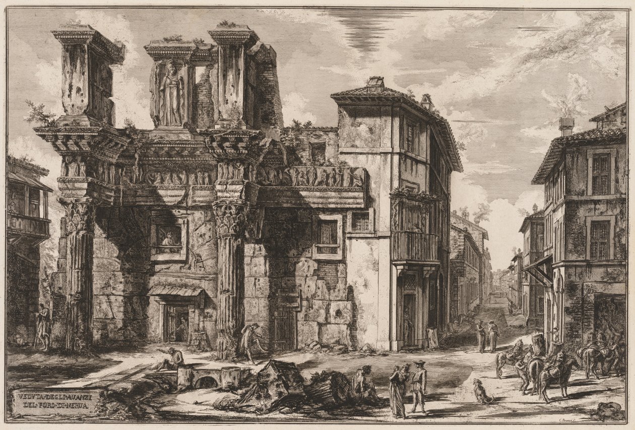 Utsikt över Rom: Forum of Nerva. av Giovanni Battista Piranesi
