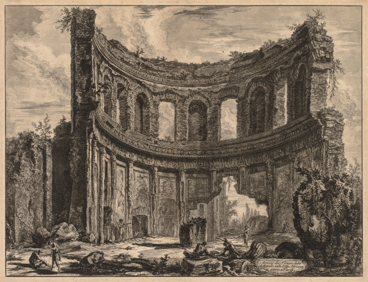 Utsikt över Rom: Rester av Apollontemplet nära Hadrianus villa av Giovanni Battista Piranesi
