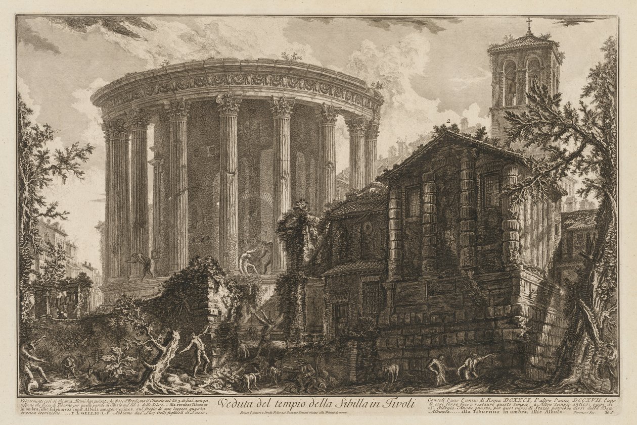 Utsikt över Rom: Sibylltemplet i Tivoli av Giovanni Battista Piranesi