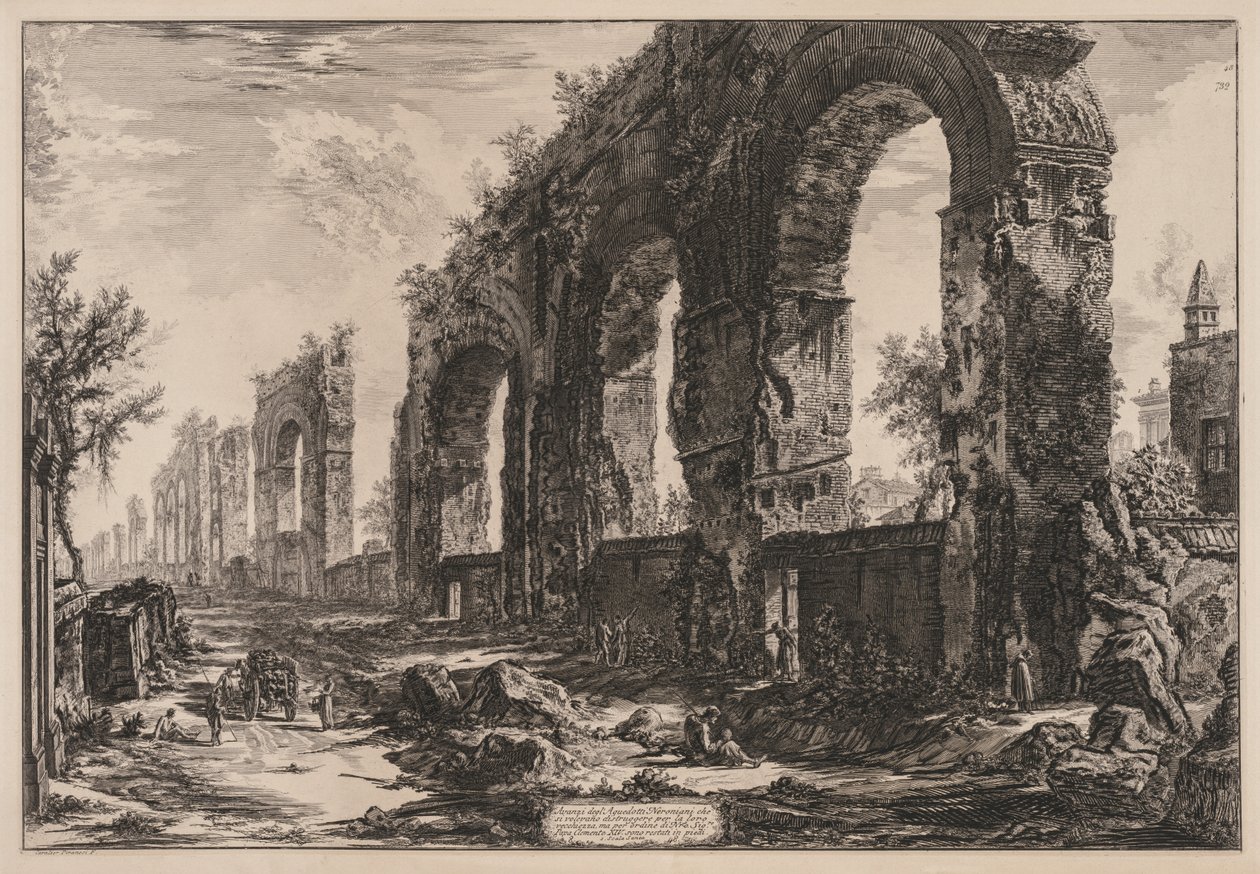 Utsikt över Rom: Neros akvedukt av Giovanni Battista Piranesi