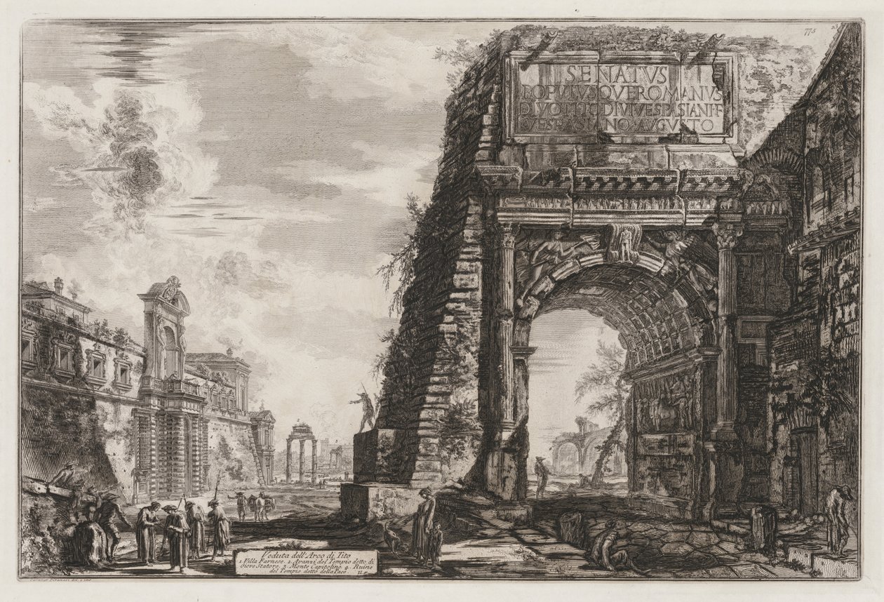 Utsikt över Rom: Bågen eller Titus av Giovanni Battista Piranesi