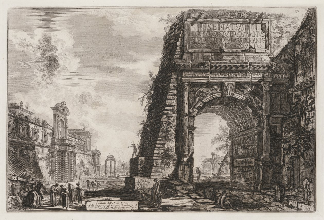 Utsikt över Rom: Bågen eller Titus, 1776. av Giovanni Battista Piranesi