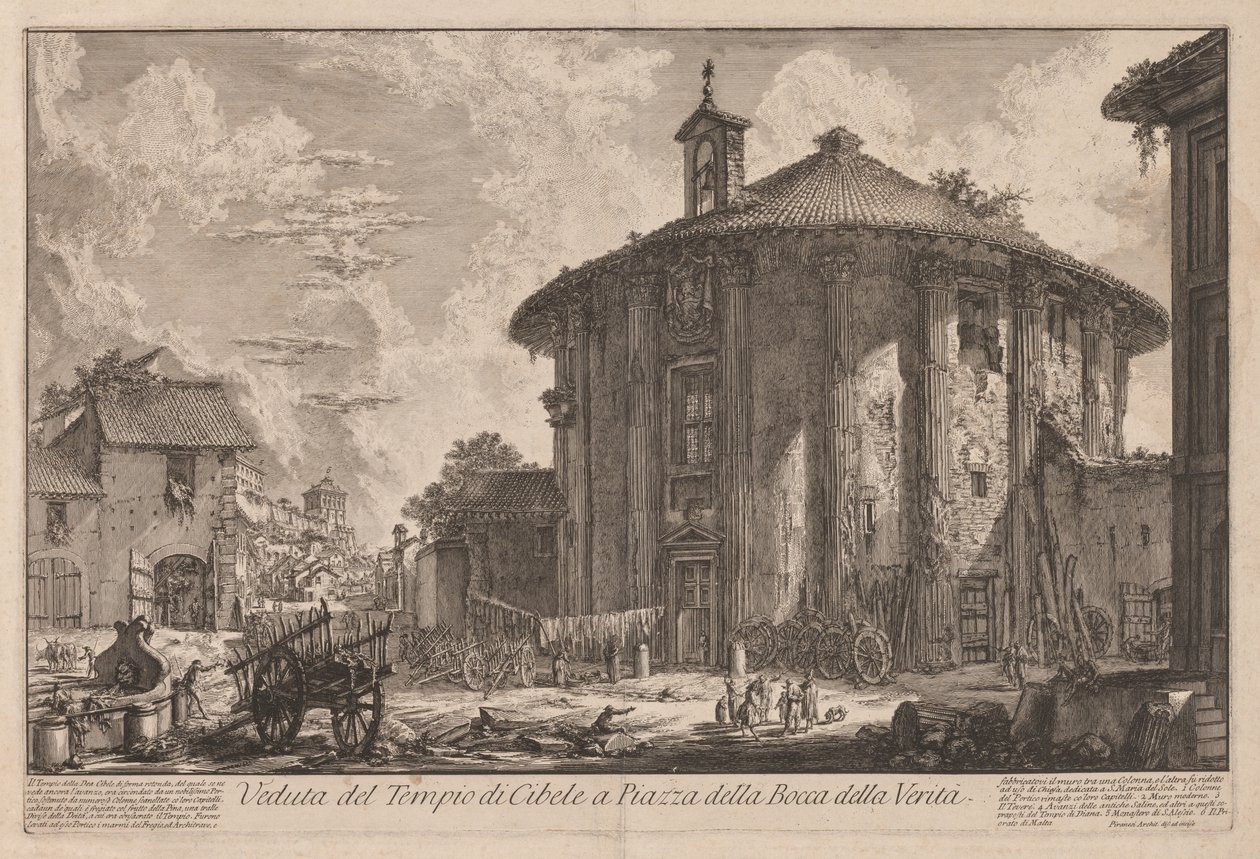 Utsikt över Rom: Portunustemplet (?) av Giovanni Battista Piranesi