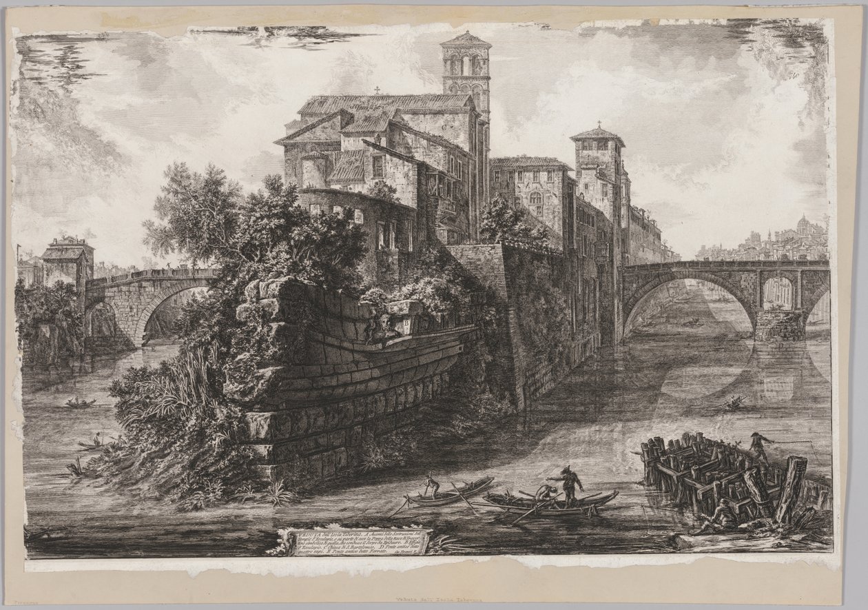 Utsikt över Rom: The Isola Tiberina av Giovanni Battista Piranesi
