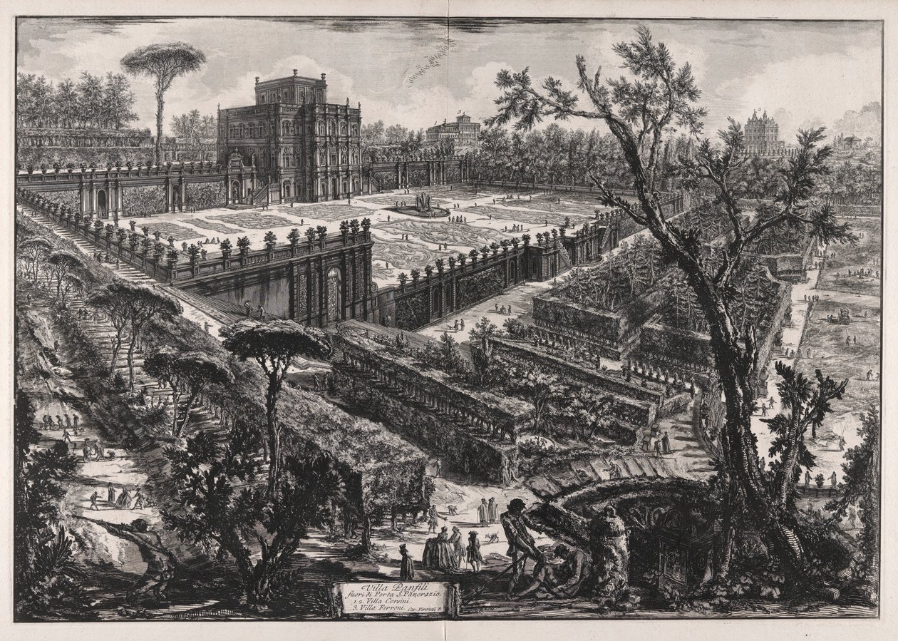 Villa Panfili utanför Porta San Pancrazio (Villa Pamphilj utanför Porta San Pancrazio), från Vedute di Roma (Utsikt över Rom) av Giovanni Battista Piranesi