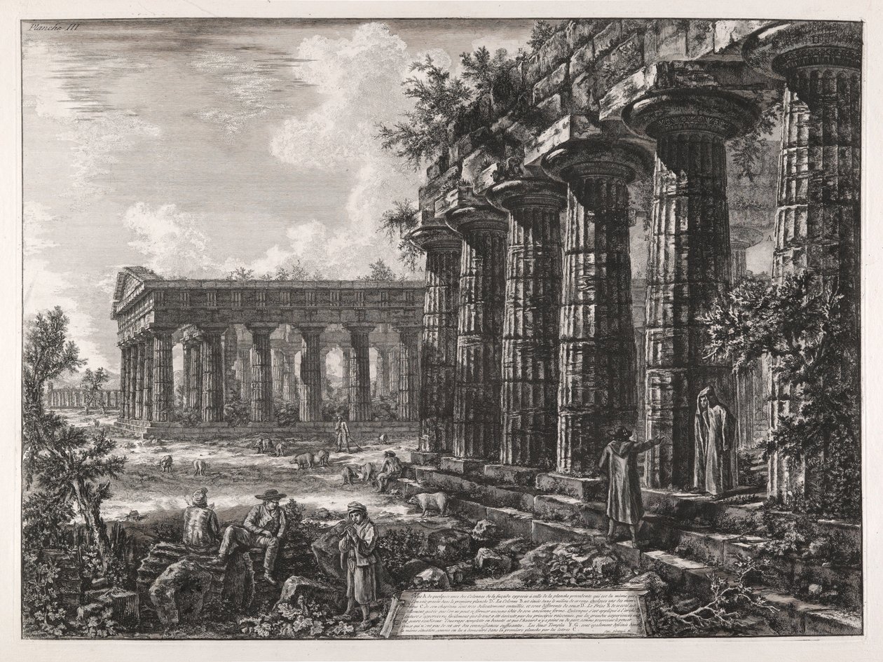 反対側のファサードの柱の一部が見えますか? 前のプレートスウェーデンのそれ av Giovanni Battista Piranesi