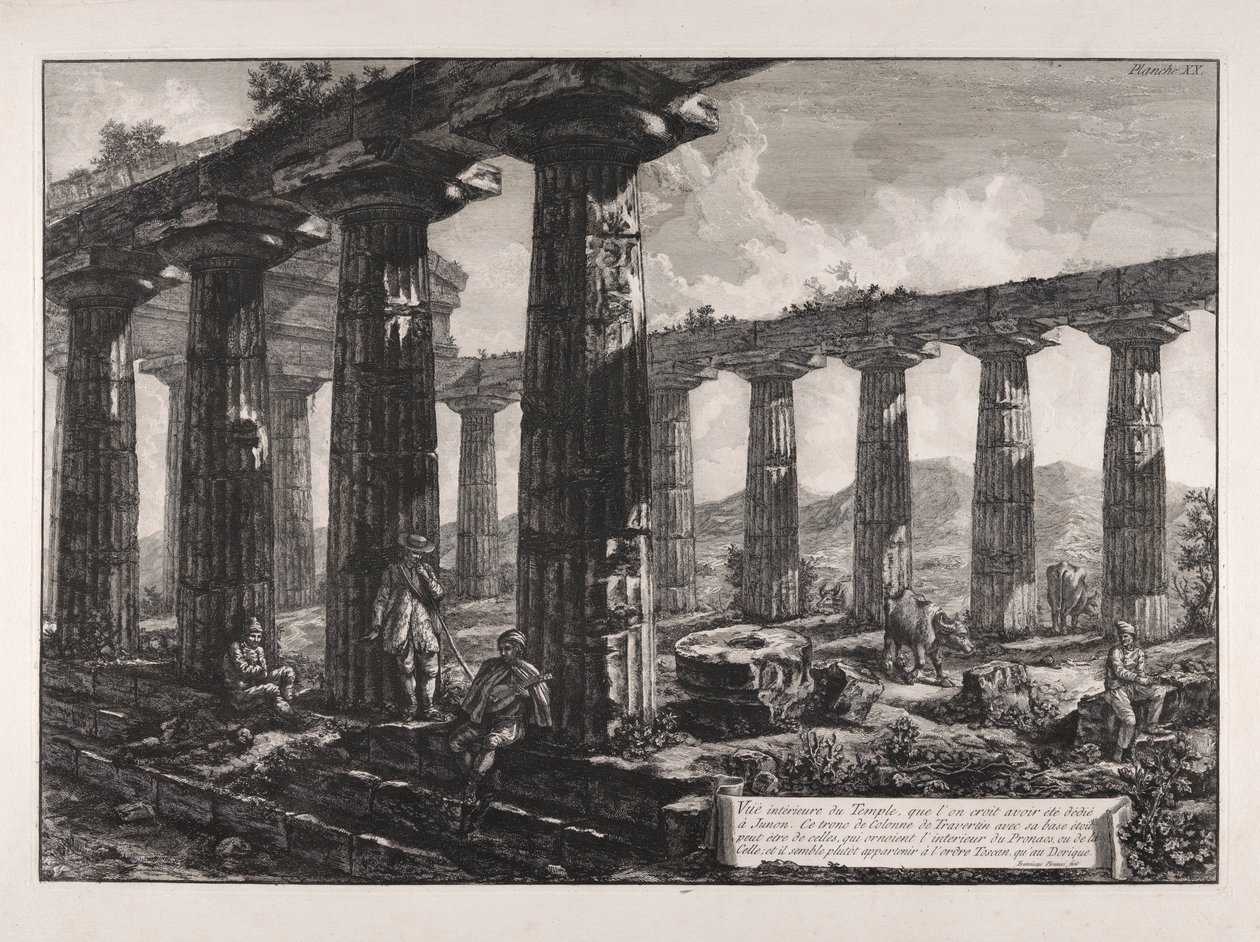 Inre vy av templet, att av Giovanni Battista Piranesi