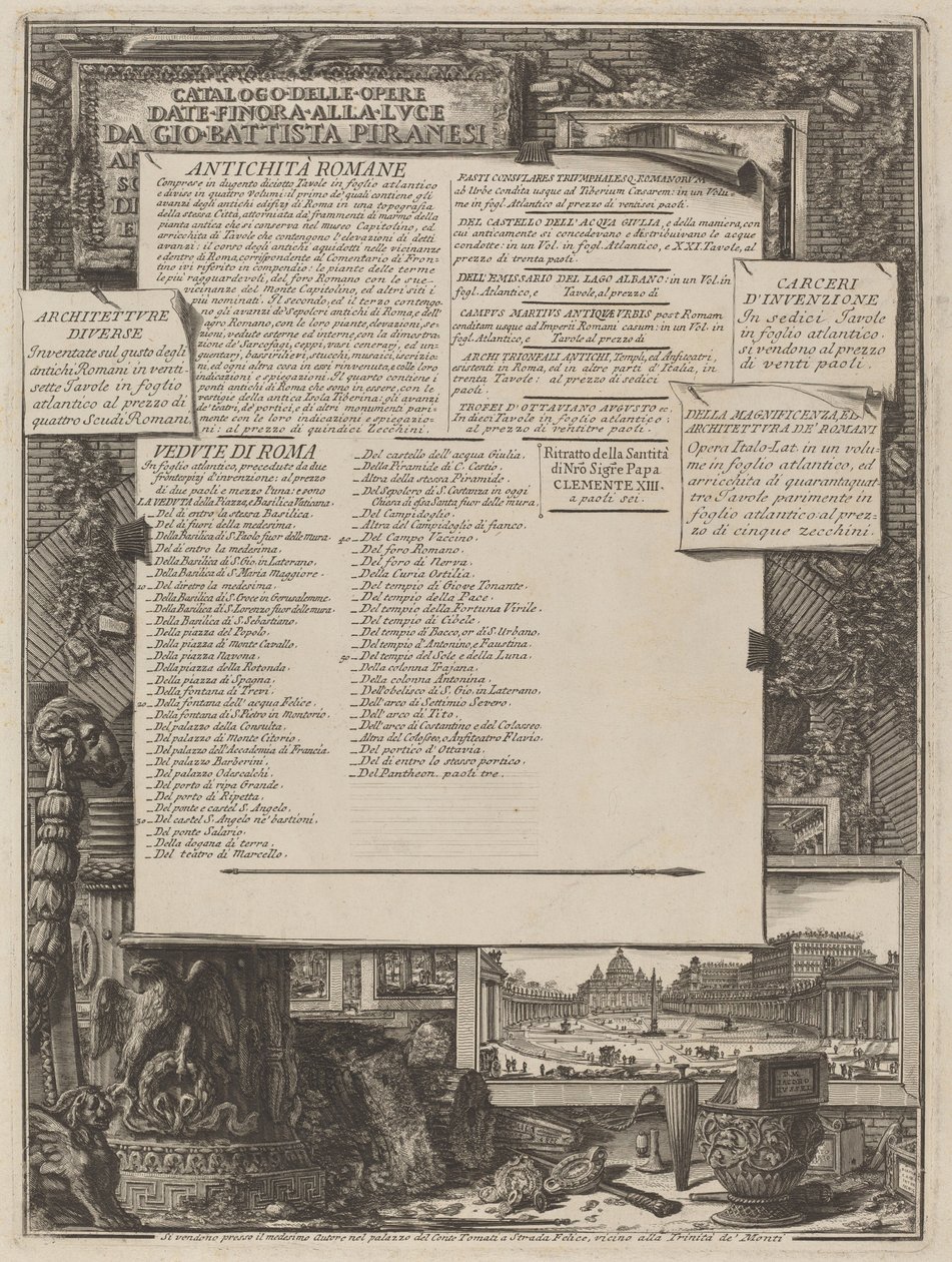 Katalog över de verk som hittills getts till Lvce av Gio Battista Piranesi av Giovanni Battista Piranesi and Francesco Piranesi