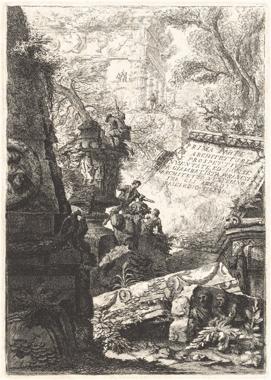 Första delen; Grotesker; Fängelser; Alla vyer ...; Octavian Augustus troféer av Giovanni Battista Piranesi and Francesco Piranesi