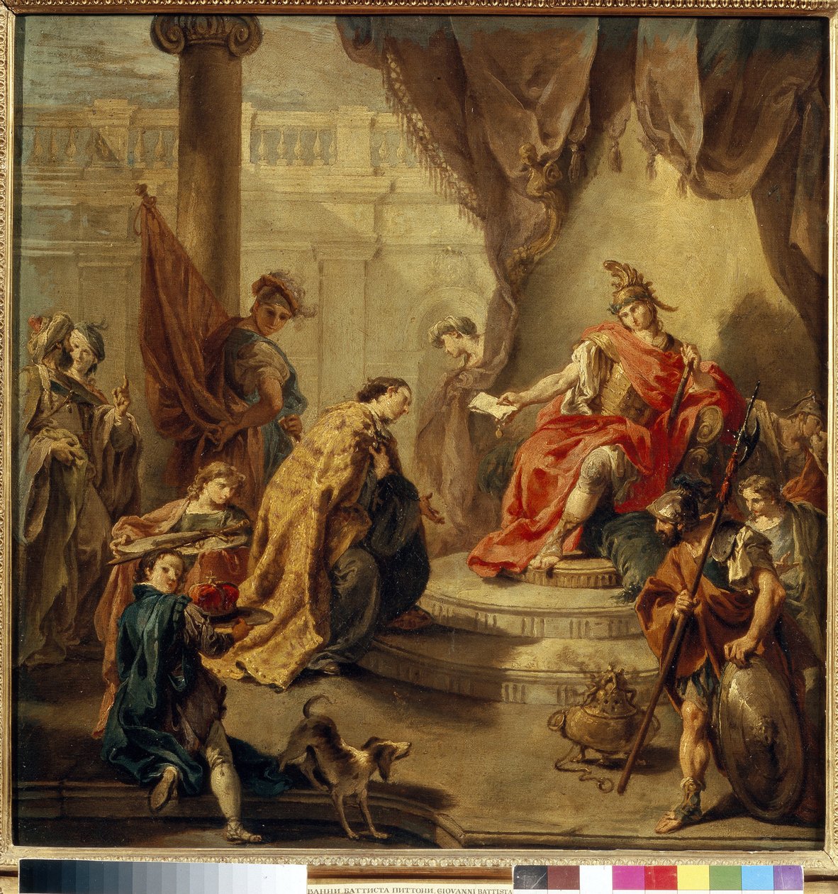 Kejsar Flavius ​​​​Honorius (384-423) gör Constantius III (död 421) till sin medregent (år 421). (Kejsar Honorius gör Constantius till sin medregent). Målning av Giambattista (Giovan Battista) (Giovanni Battista) Pittoni (1687-1767), olja på duk, c. av Giovanni Battista Pittoni