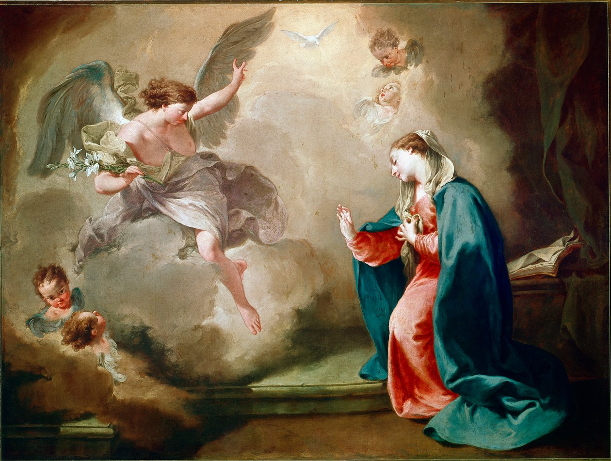 Bebådelsemålningen av Giambattista (Giovan Battista) (Giovanni Battista) Pittoni (1687-1767) av Giovanni Battista Pittoni