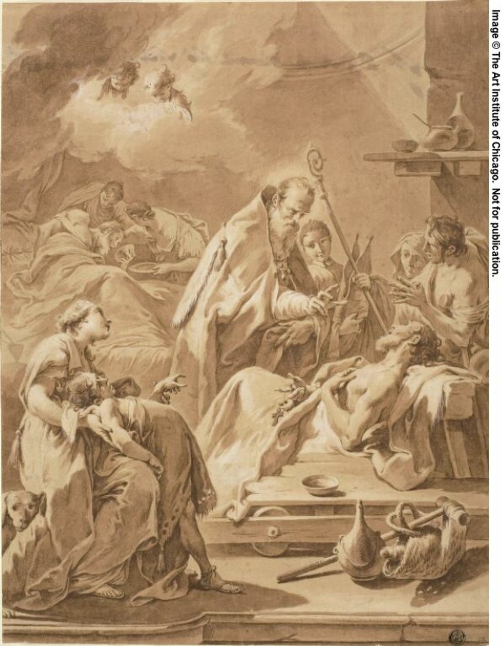 Sankt Gilbert besöker de sjuka av Giovanni Battista Pittoni the Younger