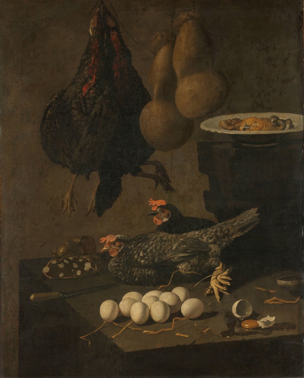 Stilleben med höns och ägg av Giovanni Battista Recco