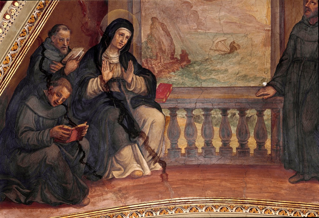 Historien om Saint Moniques liv, mor till Saint Augustine of Hippo. Fresk av Giovan Battista Ricci (1537-1627) Rom, Sant