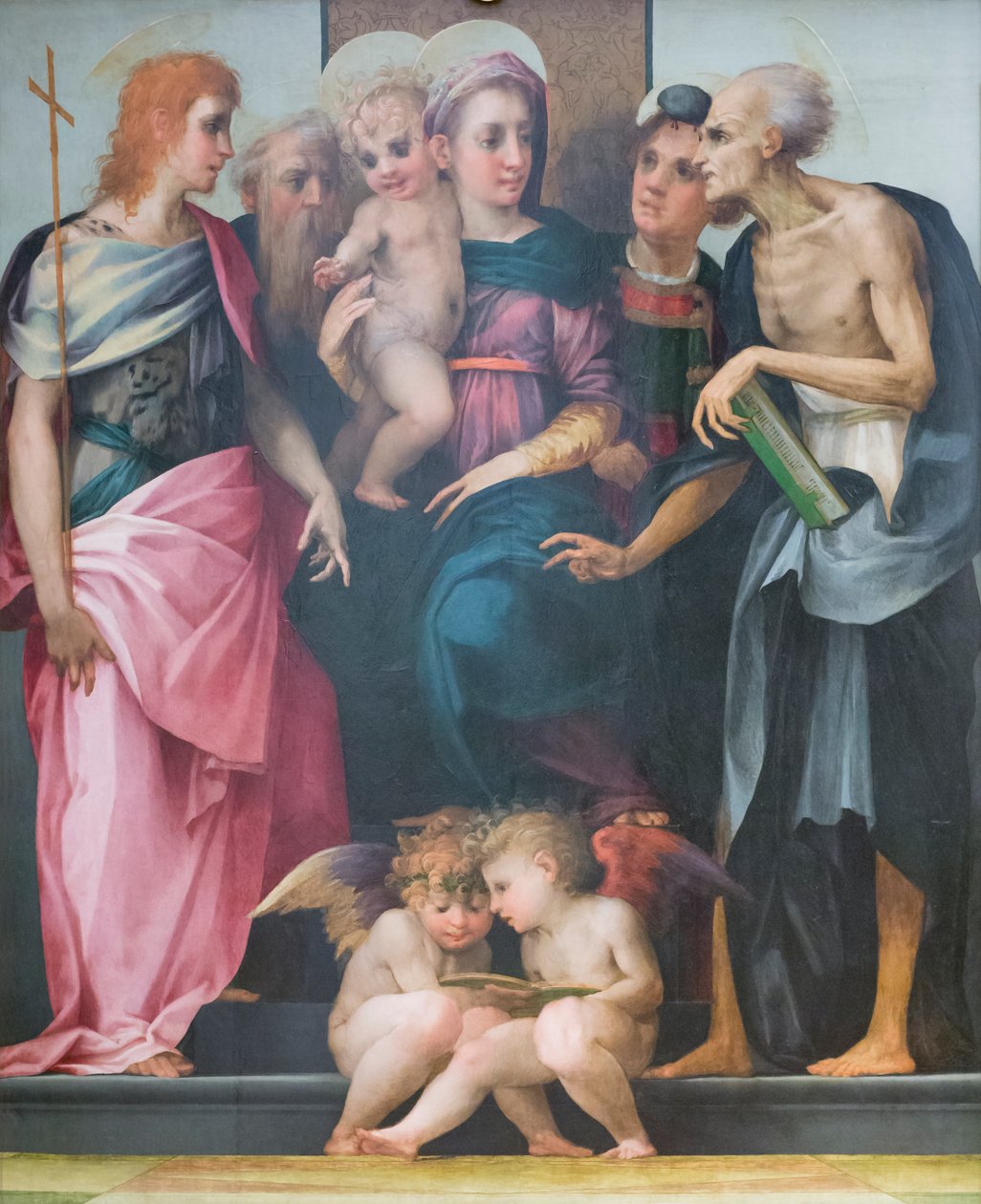 Madonna tronade med helgon, altartavla på sjukhuset Santa Maria Nuova av Giovanni Battista Rosso Fiorentino