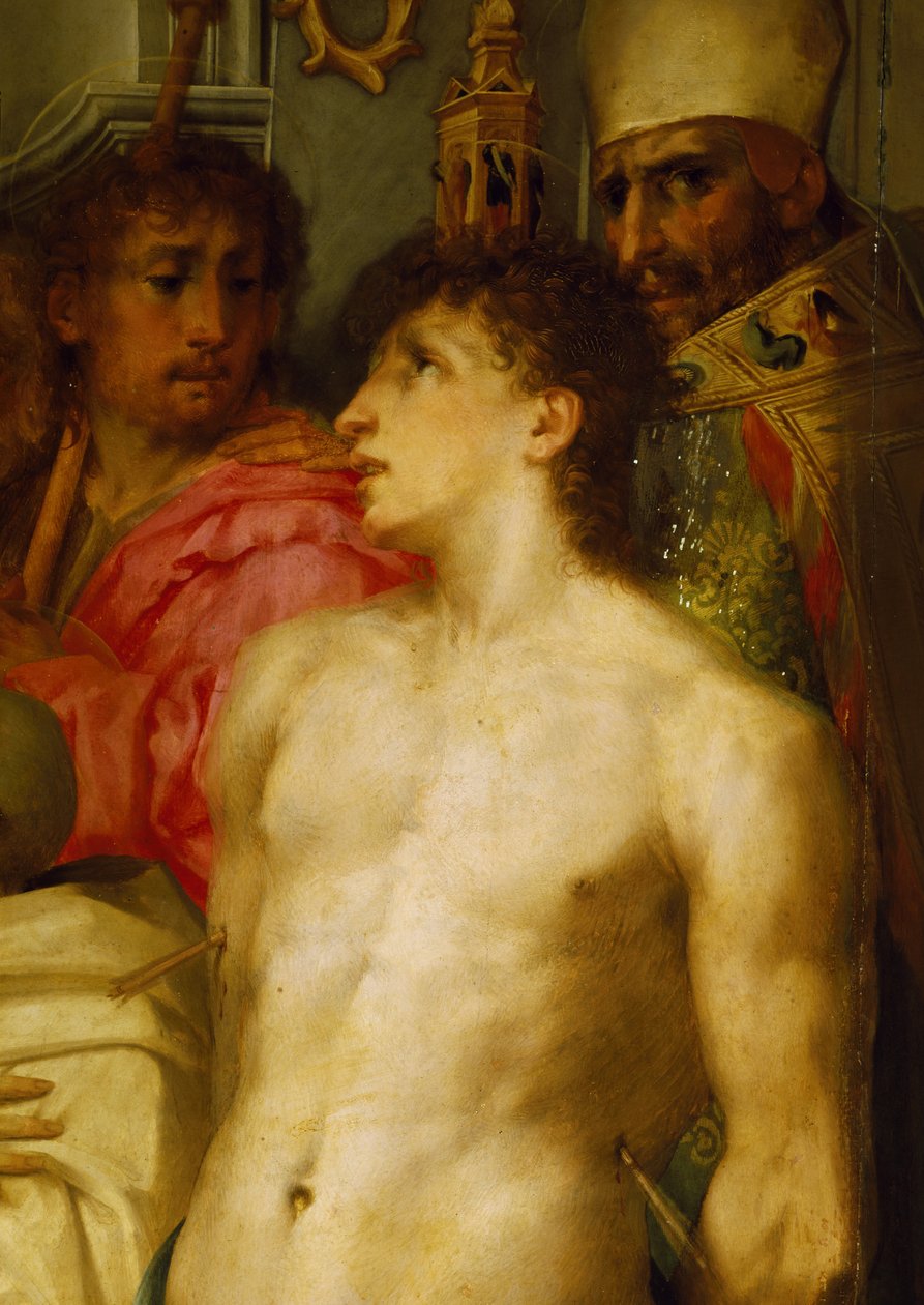 Madonna har barnet med helgon, detalj av Giovanni Battista Rosso Fiorentino