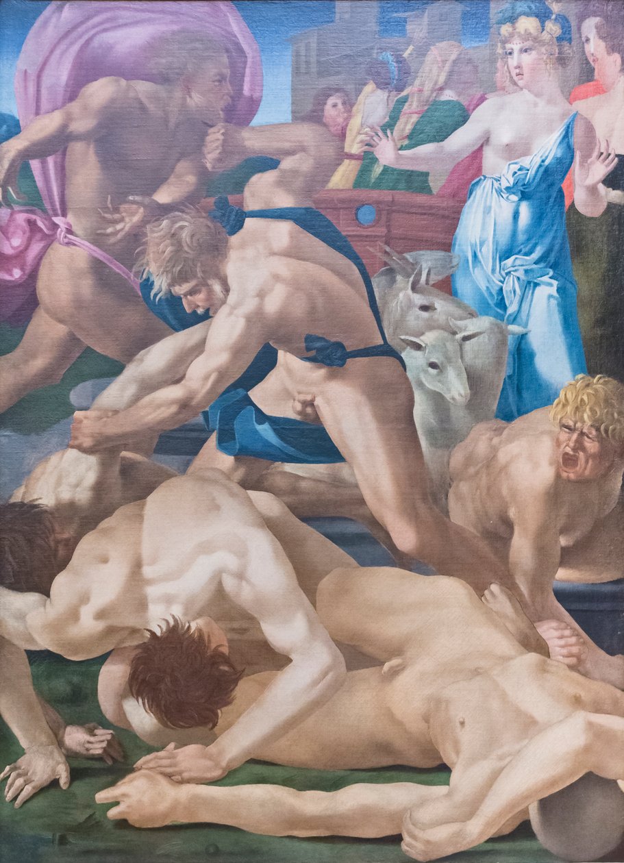 Mose försvarade Jetros döttrar av Giovanni Battista Rosso Fiorentino