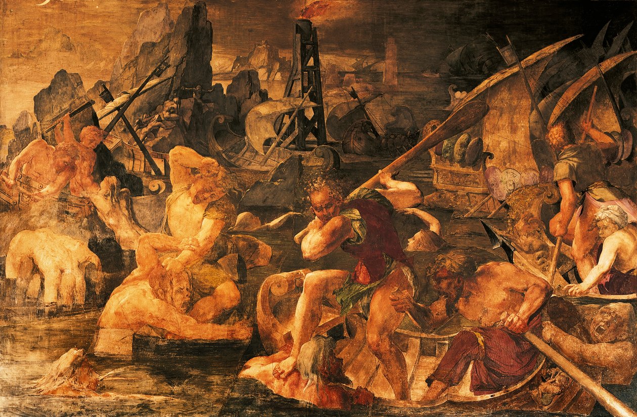 Sjöstrid, fresco Gallery of Francis I, Chateau de Fontainebleau (ett världsarv av UNESCO av Giovanni Battista Rosso Fiorentino