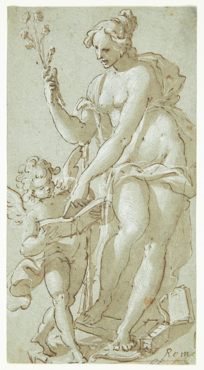 Venus undervisar Amor, som läser en bok av Giovanni Battista Rovere