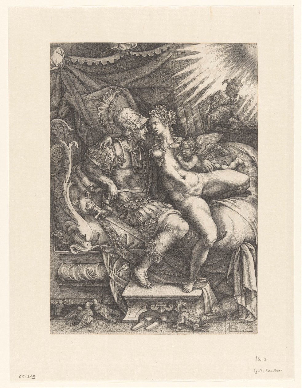 Mars och Venus som älskare av Giovanni Battista Scultori