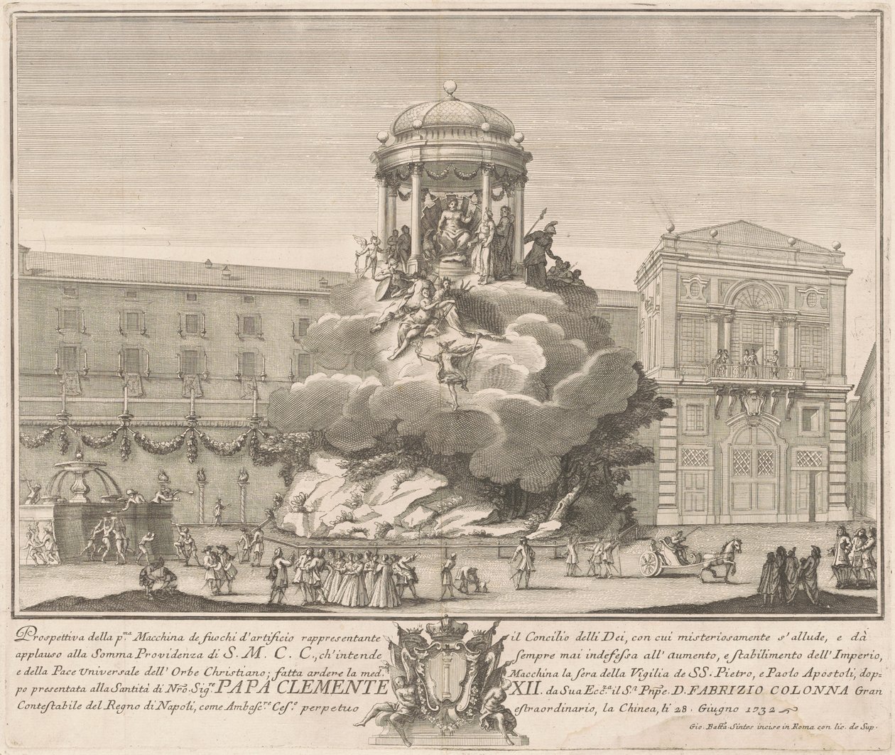 Prima Macchina för Kina 1732: Gudarnas råd av Giovanni Battista Sintes, after Nicola Michetti