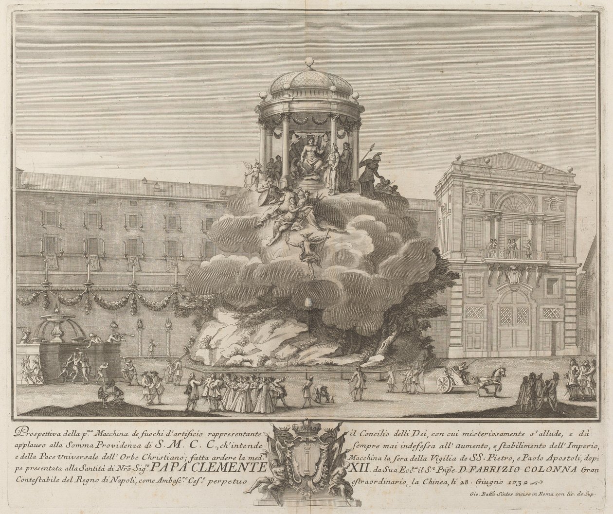 The Council of the Gods, för "Chinea"-festivalen av Giovanni Battista Sintes probably after Nicola Michetti