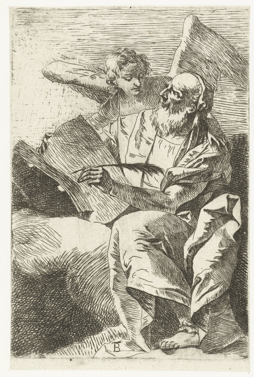 Evangelist Matthew med ängel Fyra evangelister (serietitel) av Giovanni Battista Tiepolo (attributed to)