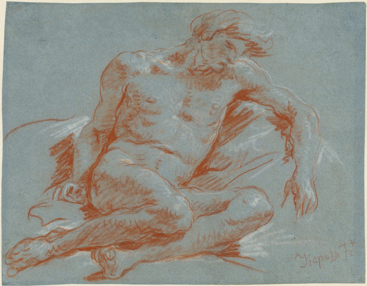 En sittande naken man av Giovanni Battista Tiepolo