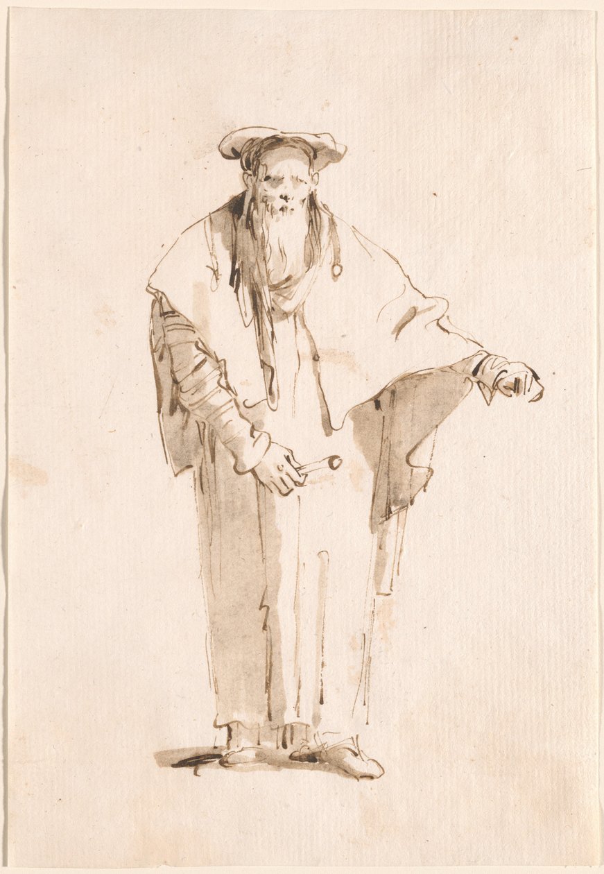 En stående orientalisk som håller en spö av Giovanni Battista Tiepolo
