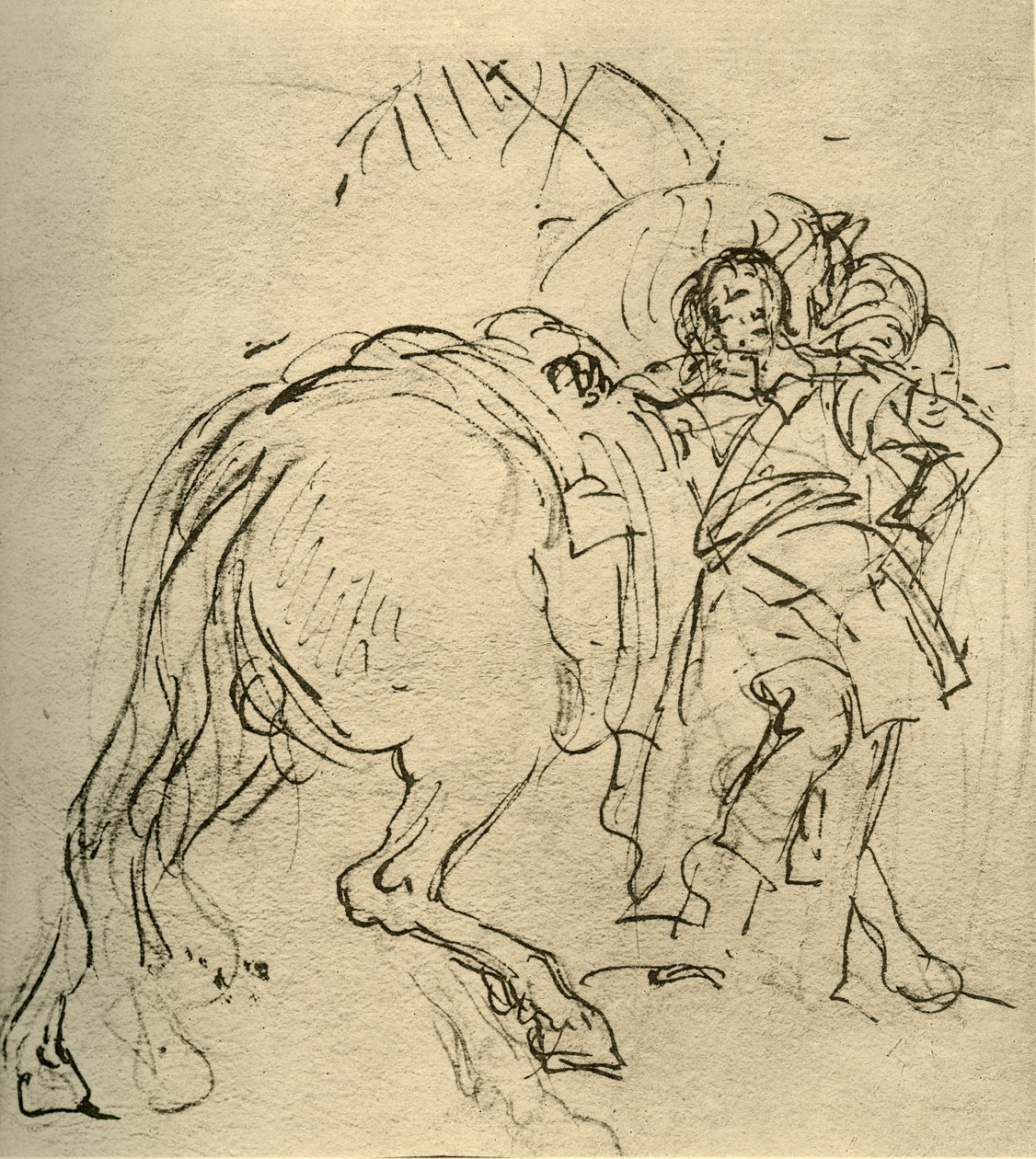 En ryttare lutad på sin häst, c1740-talet, 1928 av Giovanni Battista Tiepolo