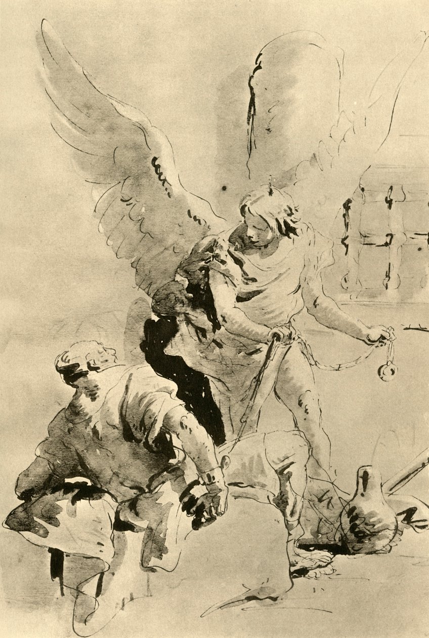 En ängel visar sig för aposteln Petrus i fängelset, mitten av 1700-talet, 1928 av Giovanni Battista Tiepolo