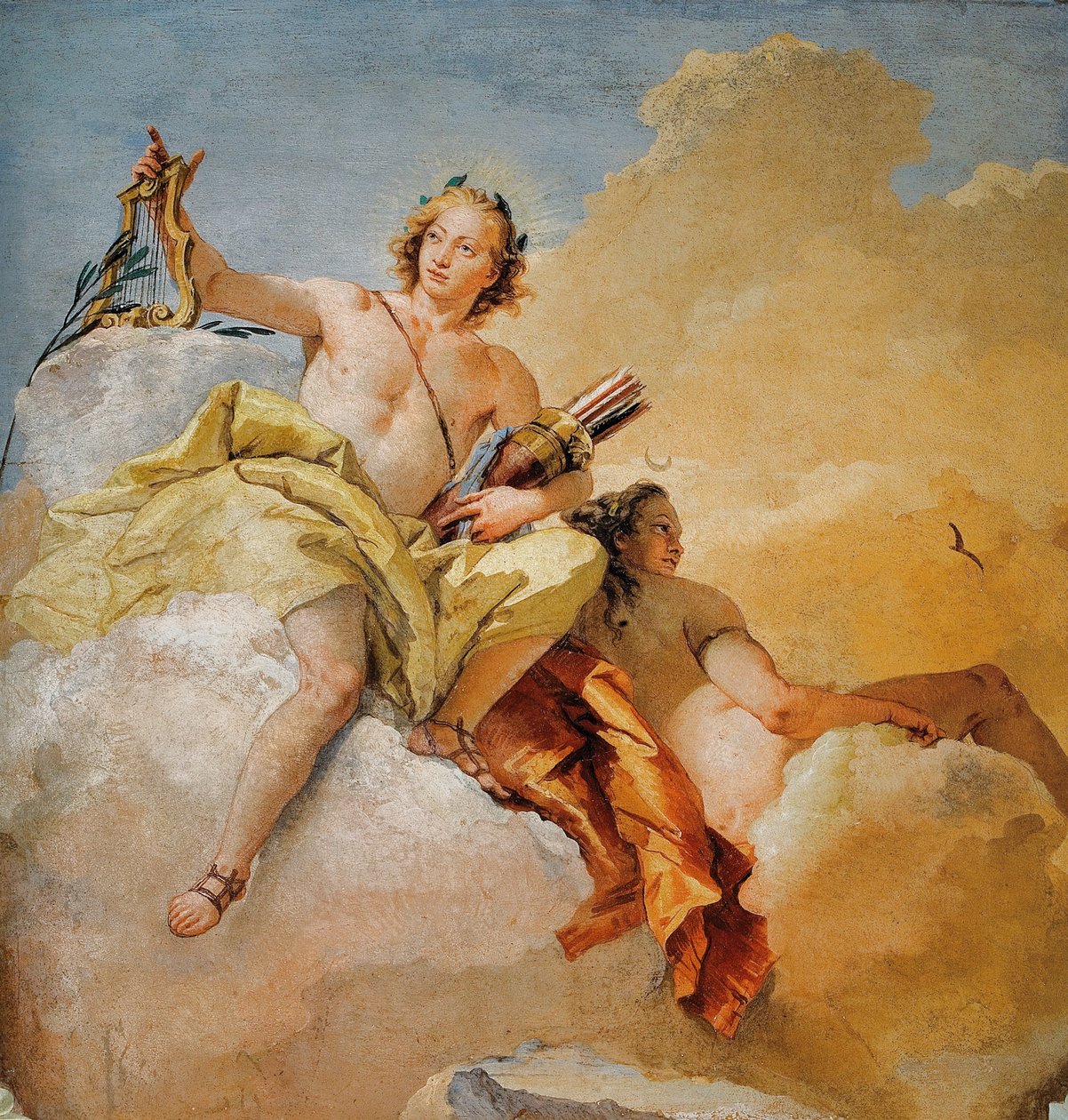 Apollo och Diana, från Room of Olympian Deities in the Foresteria (Guesthouse) 1757 av Giovanni Battista Tiepolo