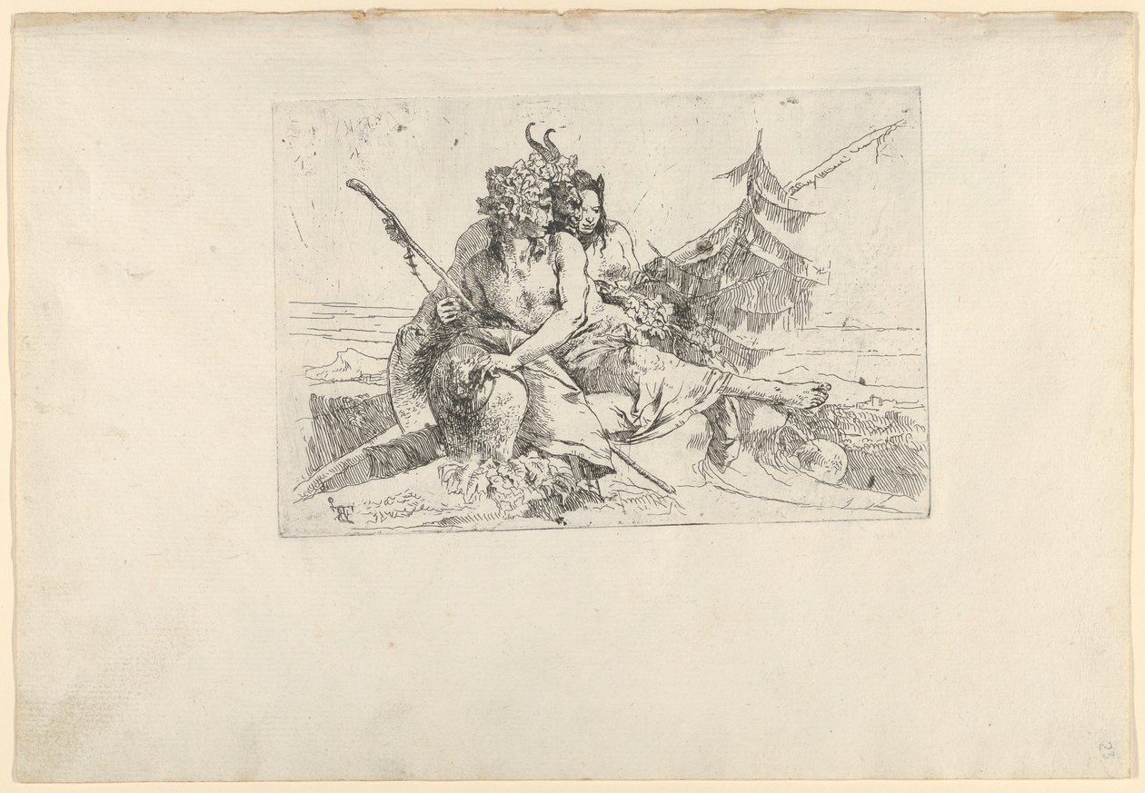 Bacchant, Satyr och Fauness, från Scherzi, ca. 1740. av Giovanni Battista Tiepolo