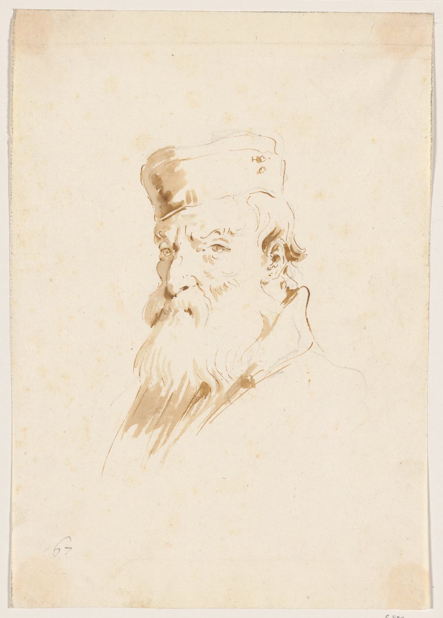En skäggig man med keps av Giovanni Battista Tiepolo