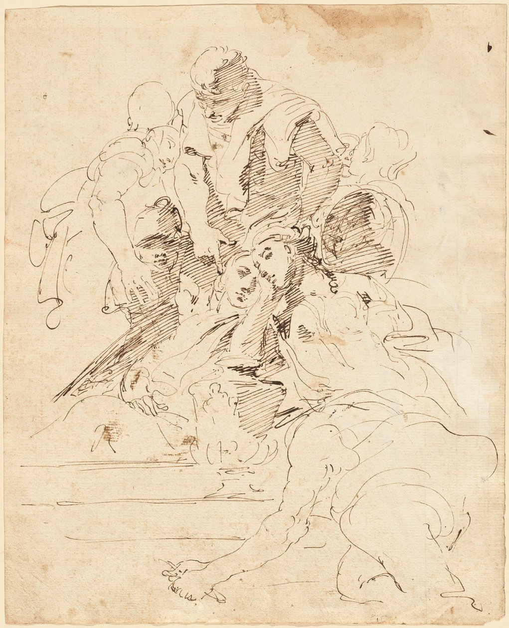 Klassiska figurer samlade runt en urna av Giovanni Battista Tiepolo