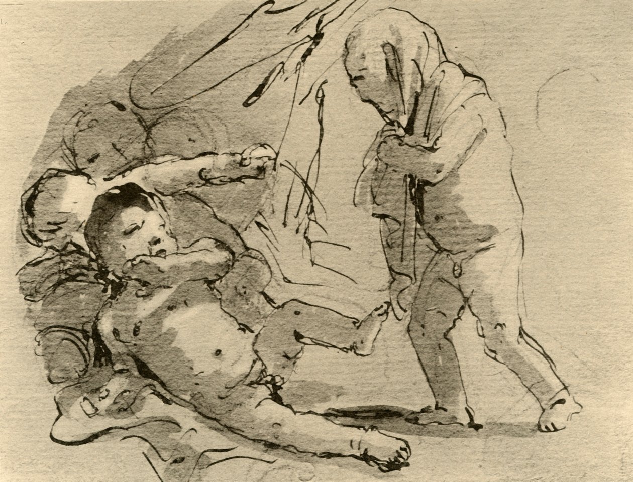 Amor som skrämmer andra barn, c1757, 1928 av Giovanni Battista Tiepolo