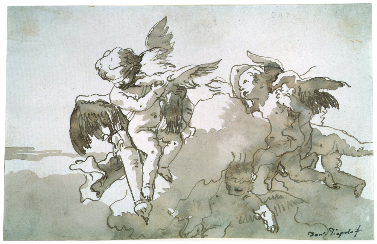 Amorer med duvor och en fackla, 1600-talet av Giovanni Battista Tiepolo